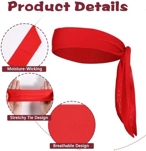 NiceYnn 2pcs Head Ties Headband Unisex Elastic Bandana Adjustable Sports Tie Back Sweatband Non-Slip Yoga Ninja Karate Hair Band Head Strap Scarf Wrap Wristband For Running Fitness Workout