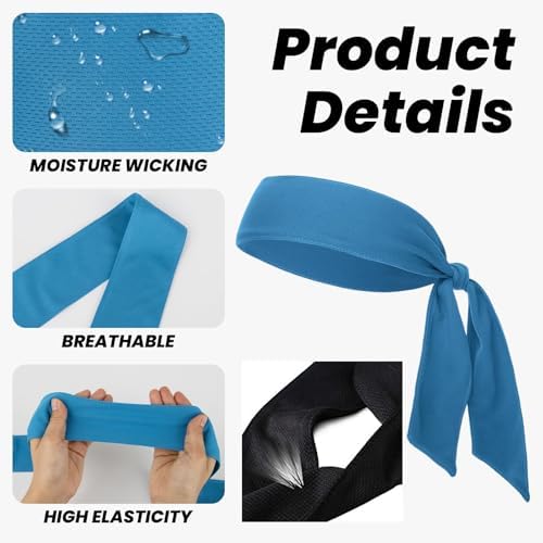 NiceYnn 2pcs Quickly Dry Stretchy Sport Tie Headband Unisex Soft Sweat Band Hair Band Head Strap Scarf Wrap Bandana For Running Fitness Yoga Cycling GYM Basketball Under Helmet Liner Sports Headwear