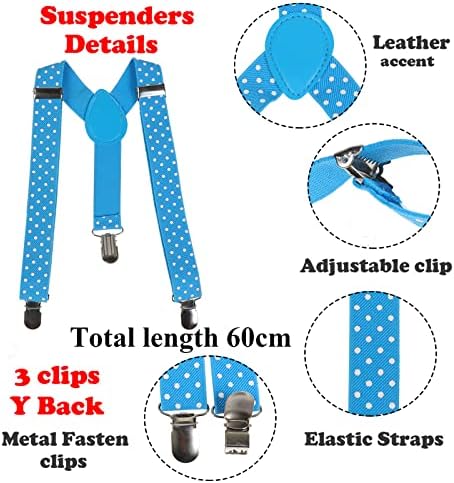 NiceYnn Baby Kids Braces Cute Dot For Boys Girls 1-9 Years Retro PU Leather 3 Clips 2.3cm Y-Back Chic Suspenders Elastic Adjustable For Wedding Formal Events Cosplay
