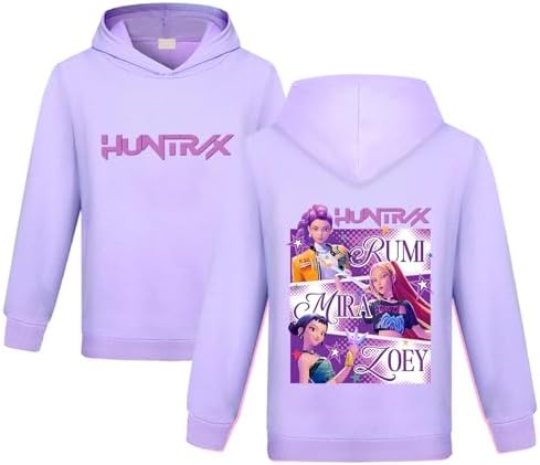 NILKOOZ Huntrix Hoodies Girls Kpop Pullover Vintage Y2k Huntr/X Hip Hop Streetwear Fashion Long Sleeve Hooded Sweatshirt Rumi Mira Zoey Printed for Kids 2-13