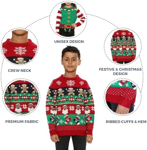 NOROZE Boys Christmas Jumper 3D Kids Bird Reindeer Retro Unisex Xmas Santa Snowman Penguin Pullover Sweater Christmas Sweater Girls UK Sizes 3-13 Years