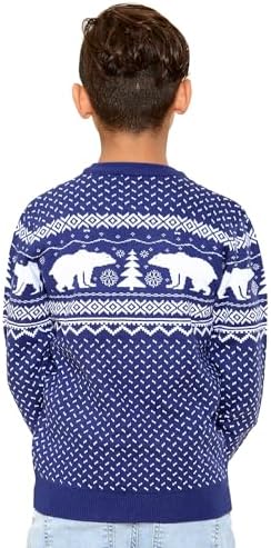 NOROZE Boys Girls Unisex Children Kids Merry Christmas Dinosaur Tree Hat Reindeer Snowflake Pom Polar Bear Dino Roar Mas Knitted Novelty Ugly Xmas Jumpers Sweater Top UK Sizes 3-13 Years