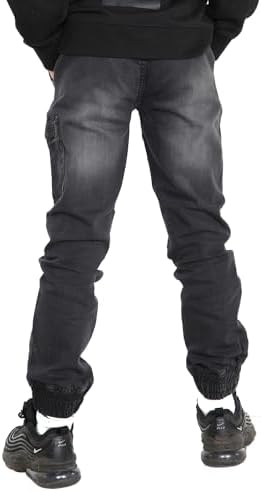 NOROZE Casual Retro Denim Pants Tapered Leg Design Stretchable Jeans Joggers Sweatpants Style Trouser With Elasticated Drawstring Waist UK Sizes 5-13 Years