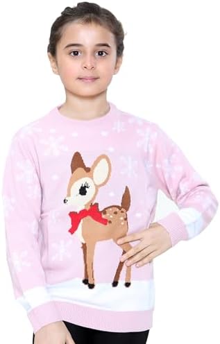 NOROZE Girls Christmas Jumper 3D Kids Bird Reindeer Retro Pullover Sweater Christmas Sweater Girls UK Sizes 3-13 Years