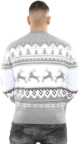 NOROZE Men Women Boys Girls Family Christmas Jumper Ugly Christmas Sweaters Long Sleeve Fairisle Reindeer Snowflake Xmas Tree Knitted Crewneck Sweatshirt For Winter And Holiday Parties