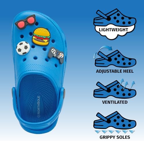 NorthSole Boys Clogs Childrens Sandals With Removable Charms Kids Beach Pool Shoes