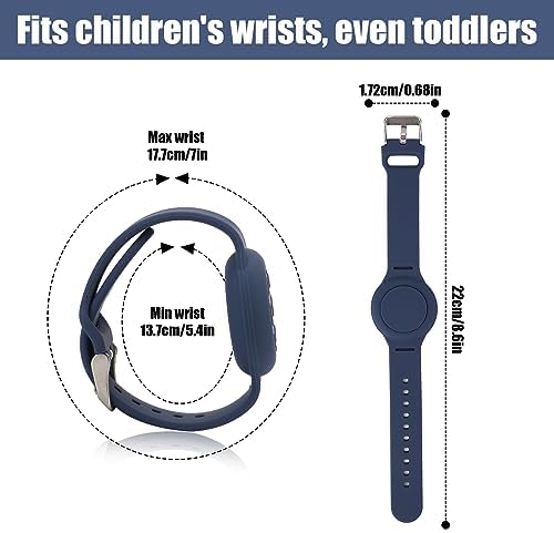 NQEUEPN Kids Wristband For Airtag Waterproof Silicone Bracelet For Kids Adjustable Soft Watch Band For Airtag For Toddler Child GPS Tracking Tagging(Dark Blue)