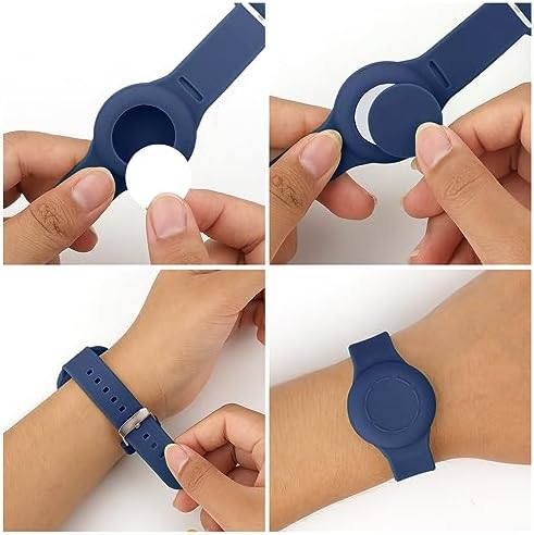 NQEUEPN Kids Wristband For Airtag Waterproof Silicone Bracelet For Kids Adjustable Soft Watch Band For Airtag For Toddler Child GPS Tracking Tagging(Dark Blue)