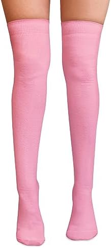 NuJake Over The Knee Thigh High Socks Girls Plain Cotton Lycra Cosplay School Sox