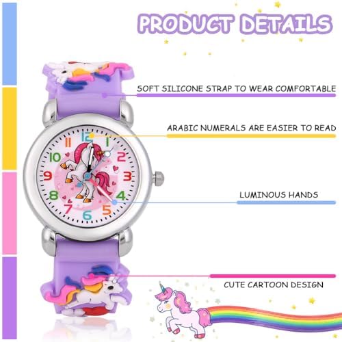 OFFCUP Kids Watch 3D Cute Cartoon Toy Watches Silicone Band Wrist Watches For Kids Analogue Quartz Watch Gift For Boys And Girls Age 3-11 Years Old