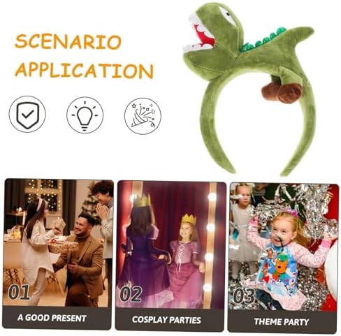 OFFSCH Green Dinosaur Headband Fascinator Party Decorations Hairband Adorable Stuffed Animal Headwear