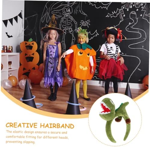 OFFSCH Green Dinosaur Headband Fascinator Party Decorations Hairband Adorable Stuffed Animal Headwear