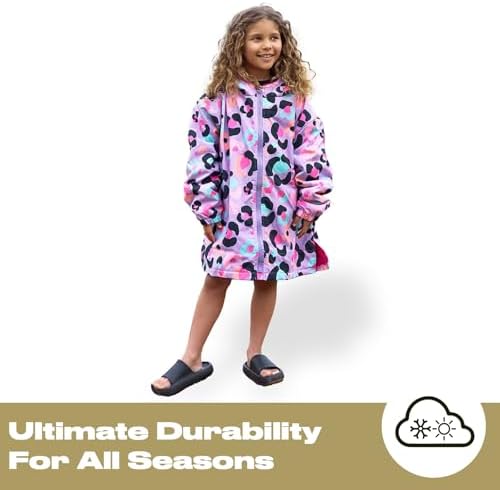 OHS Kids Drying Robe Outdoor Changing Privacy Robe For Girls Boys Swimming Surfing Towel - Gaming Print Leopard Print