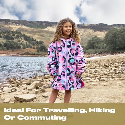 OHS Kids Drying Robe Outdoor Changing Privacy Robe For Girls Boys Swimming Surfing Towel - Gaming Print Leopard Print