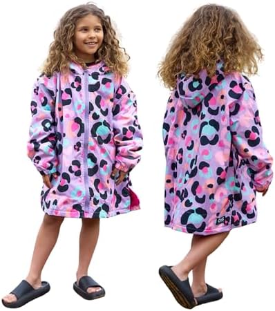 OHS Kids Drying Robe Outdoor Changing Privacy Robe for Girls Boys Swimming Surfing Towel - Gaming Print Leopard Print