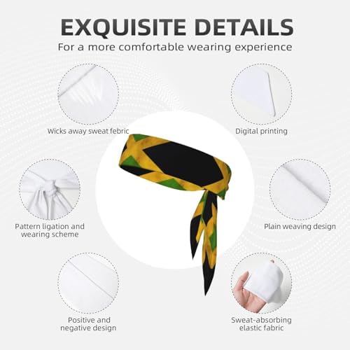 Old Jamaican Flag Patterned Sports Ties Double Sided Headband Tennis Karate Karate Yoga Running Headband Men Women Children