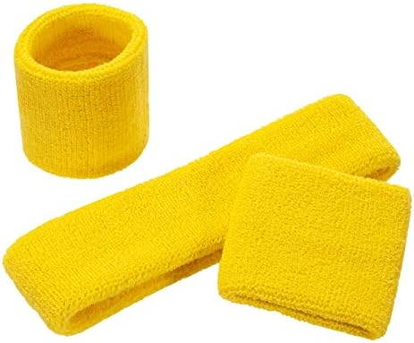 ONUPGO Kids Sweatbands Headband Wristband Set - Athletic Cotton Sweat Band For Sports (1 Headband + 2 Wristbands)