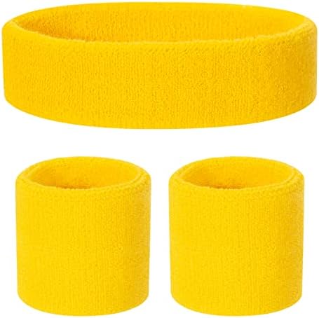 ONUPGO Kids Sweatbands Headband Wristband Set - Athletic Cotton Sweat Band for Sports (1 Headband + 2 Wristbands)
