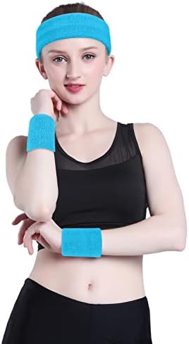 ONUPGO Sweatband Headband For Men & Women - 3/6/12 PCS Sports Headbands Moisture Wicking Athletic Cotton Terry Cloth Sweatband Sweat Absorbing Head Band