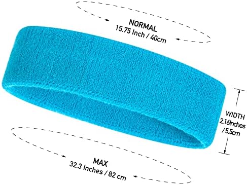 ONUPGO Sweatband Headband For Men & Women - 3/6/12 PCS Sports Headbands Moisture Wicking Athletic Cotton Terry Cloth Sweatband Sweat Absorbing Head Band