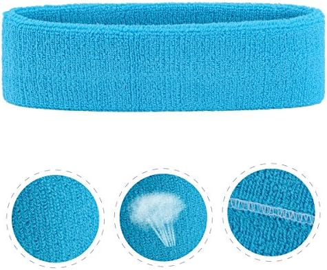 ONUPGO Sweatband Headband For Men & Women - 3/6/12 PCS Sports Headbands Moisture Wicking Athletic Cotton Terry Cloth Sweatband Sweat Absorbing Head Band