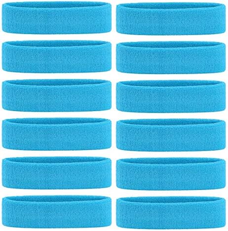 ONUPGO Sweatband Headband for Men & Women - 3/6/12 PCS Sports Headbands Moisture Wicking Athletic Cotton Terry Cloth Sweatband Sweat Absorbing Head Band