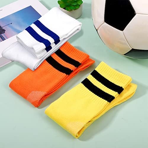 Opopark 3 Pairs Kids Football Socks Boys Football Socks Breathable Non Slip Long Sports Soccer Training Rugby Hockey Socks Yellow Orange White For Girls Youth Junior Children 5-6 7-11 12-13 Years