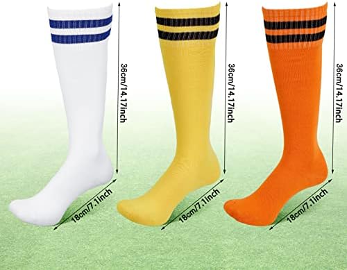Opopark 3 Pairs Kids Football Socks Boys Football Socks Breathable Non Slip Long Sports Soccer Training Rugby Hockey Socks Yellow Orange White For Girls Youth Junior Children 5-6 7-11 12-13 Years
