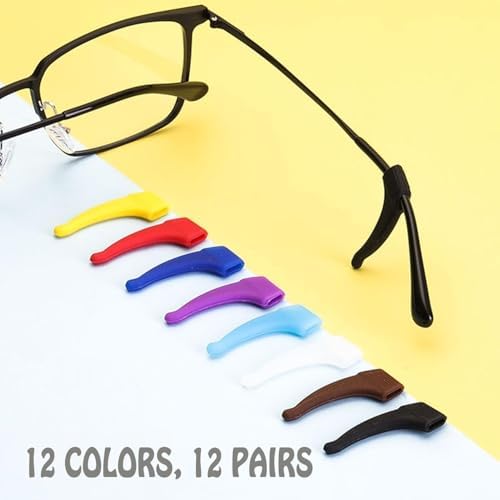 OPUGIT 12 Color Anti-Slip Glasses Ear Hook Soft Silicone Sleeve Ear Grips For Kids And Adult Comfortable Holder Eyewear Retainer For Glasses Sunglasses M