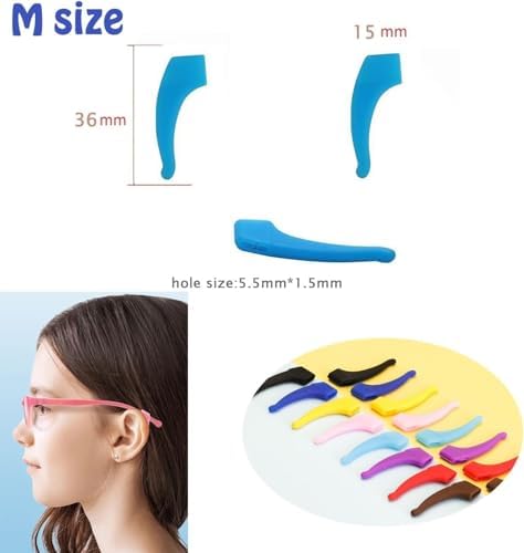 OPUGIT 12 Color Anti-Slip Glasses Ear Hook Soft Silicone Sleeve Ear Grips For Kids And Adult Comfortable Holder Eyewear Retainer For Glasses Sunglasses M