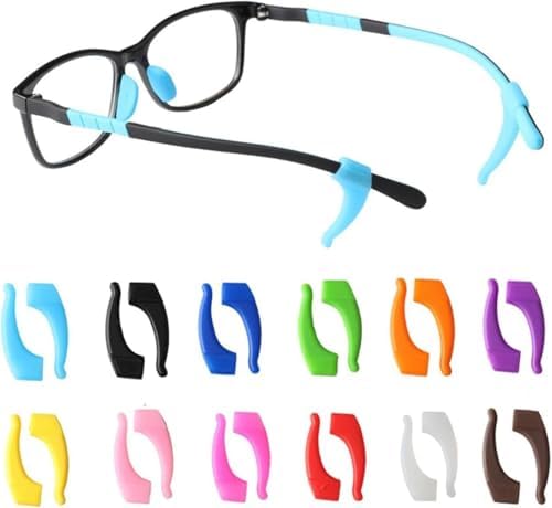 OPUGIT 12 Color Anti-Slip Glasses Ear Hook Soft Silicone Sleeve Ear Grips for Kids and Adult Comfortable Holder Eyewear Retainer for Glasses Sunglasses M