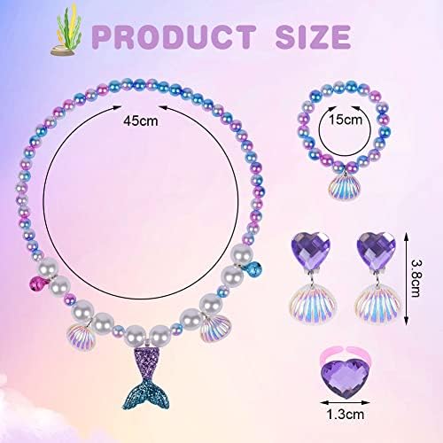 OSDUE Girls Jewelry Set Necklace Earring Bracelet Ring Set For Little Girl Princess Dress Up Jewelry Party For Toddler Little Girl Play Party Favors Birthday Gift