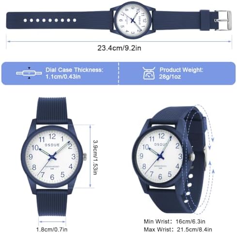 OSDUE Kids Watches Kids Watch For Boys Girls 50M Waterproof Children Analogue Quartz Watch Learning Time Easy To Read Soft Band Wrist For Sport Outdoor Kid Gifts Christmas Gifts