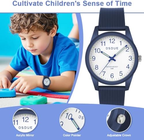 OSDUE Kids Watches Kids Watch For Boys Girls 50M Waterproof Children Analogue Quartz Watch Learning Time Easy To Read Soft Band Wrist For Sport Outdoor Kid Gifts Christmas Gifts