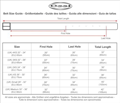 Ossi Leather Lined 28mm Childrens Belt (Sizes 4XS - Small) In Black Brown Or Tan