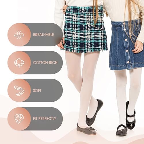 OVISSA Ballet Tights For Girls - School Uniform Dancing Sport Tights Strong Footed Soft Microfibre 50 DEN 3-12 Years