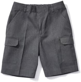 Pack Of 2 - Boys Cargo School Shorts Black Grey Adjustable Waist 3-13 Years