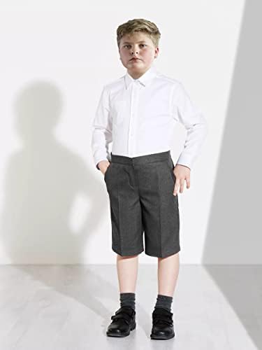 Pack Of 2 Boys School Shorts Half Elastic Waist Pull On Style Black Grey