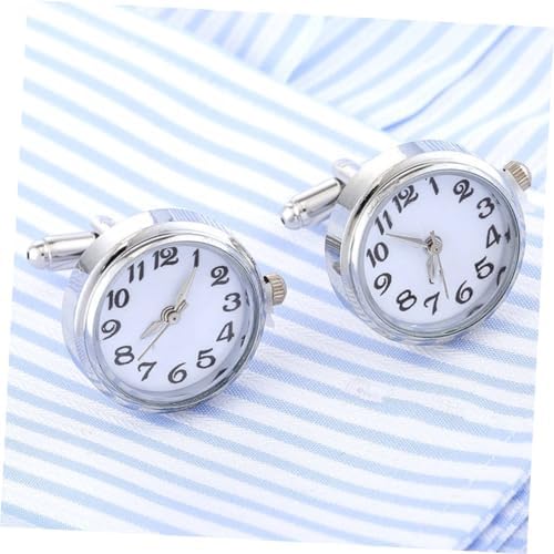 PACKOVE Stainless Steel Mechanical Watch Cufflinks For Men 2pcs Sleeve Button Formal Shirt Accessory Wedding Business Gift