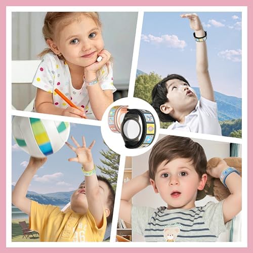 Panjal Airtag Wristband For Kids With Educational Themes - Apple Airtag Bracelet Also Suitable For Toddlers Elders & Adults Adjustable Nylon (Peach - Unicorn)