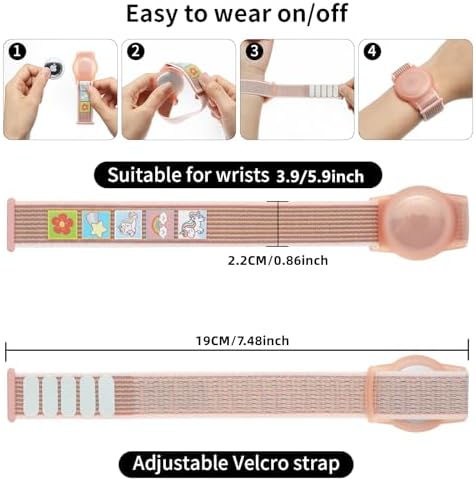 Panjal Airtag Wristband For Kids With Educational Themes - Apple Airtag Bracelet Also Suitable For Toddlers Elders & Adults Adjustable Nylon (Peach - Unicorn)