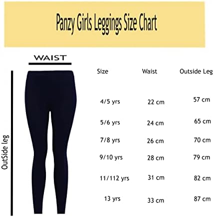 Panzy® 2 Pack Girls Kids Children Plain Stretchy 95% Cotton Leggings Ages 5 To 13