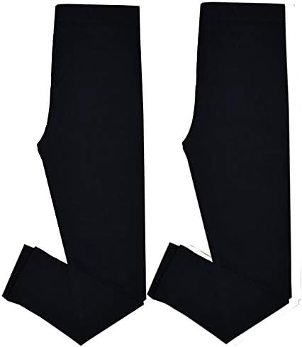 Panzy® 2 Pack Girls Kids Children Plain Stretchy 95% Cotton Leggings Ages 5 to 13