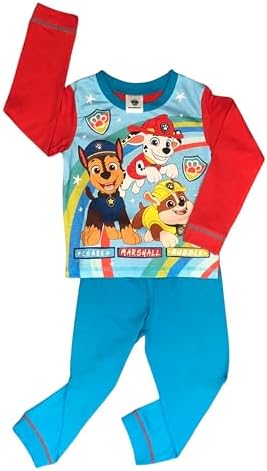 Paw Patrol Boys Pyjamas 2 Piece Set Featuring Chase Marshall And Rubble Blue Age 18 Months - 5 Years