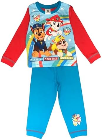 Paw Patrol Boys Pyjamas 2 Piece Set Featuring Chase Marshall And Rubble Blue Age 18 Months - 5 Years