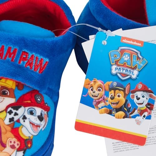 Paw Patrol Boys Slippers Chase Marshall Kids Easy Touch Fasten House Shoes Booties