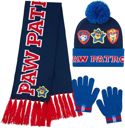 Paw Patrol Boys Winter Accessories Set Beanie Scarf Gloves - Gifts for Boys