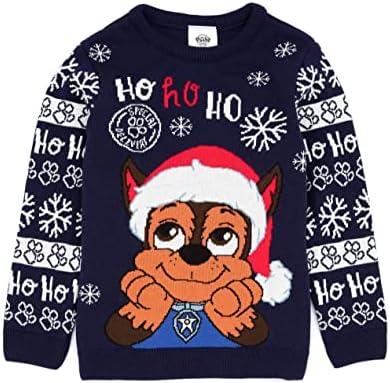 Paw Patrol Christmas Jumper Kids Girls Boys Santa Hat Chase Police Dog Festive Navy Knitted Sweater Xmas Gifts for Him Her