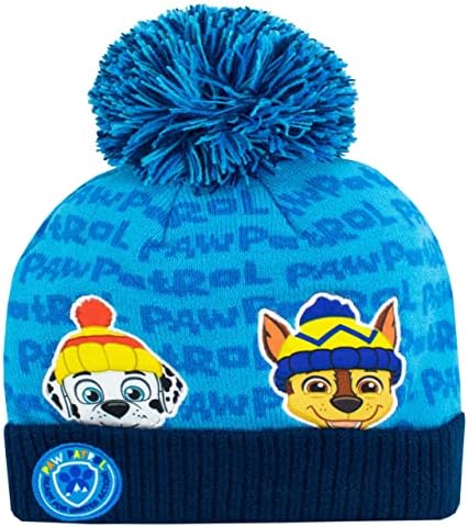 Paw Patrol Kids Winter Hat And Gloves Set Chase And Rubble Blue One Size