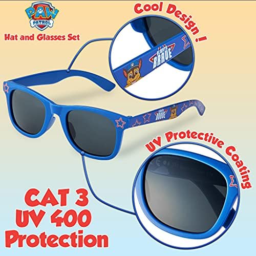 Paw Patrol Sunglasses Baseball Cap Set Kids Adjustable Summer Marshall Sun Hat 100% UV Kids Holiday Travel Essentials